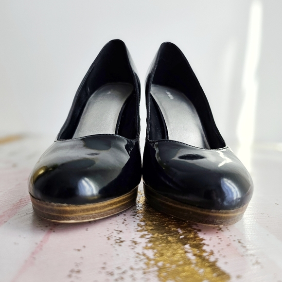 FIONI Women's Black Patent Faux Leather High Heel Stiletto Platform Pumps 7.5 - Picture 4 of 16